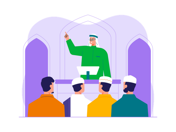Muslim leader giving speech on ramadan festival  Illustration