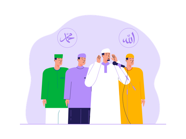 Muslim leader speech in ramadeen kareem  Illustration