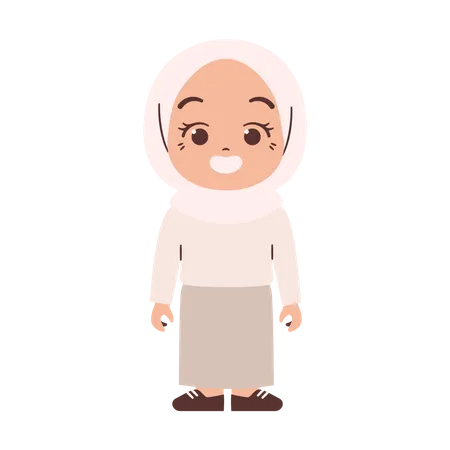 Muslim Little Girl Illustration