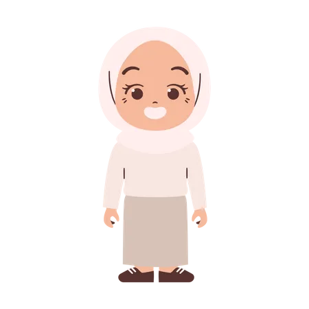 Muslim Little Girl  Illustration