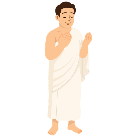 イスラム教徒の男性のハッジの祈り  イラスト