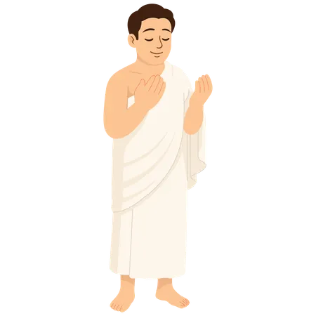 イスラム教徒の男性のハッジの祈り  イラスト