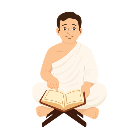 Muslim Male Hajj Reading Quran  Illustration