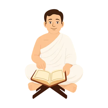 Muslim Male Hajj Reading Quran  Illustration