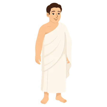イスラム教徒の男性のハッジウォーキング  イラスト