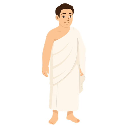 Muslim Male Hajj  Walking  Illustration