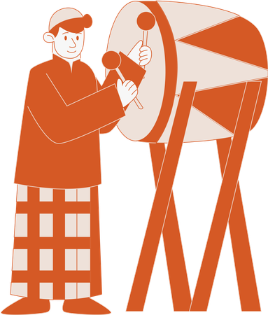 Muslim man beat drum  Illustration