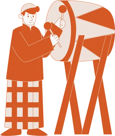 Muslim man beat drum  Illustration