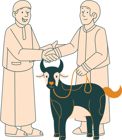 Muslim Man Buy Goats For Eid Al Adha  Illustration