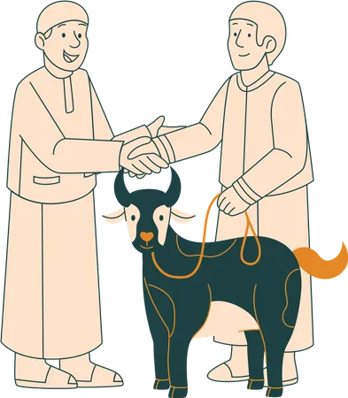 Muslim Man Buy Goats For Eid Al Adha  Illustration