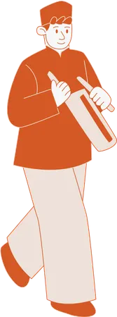 Muslim man carry clappers  Illustration