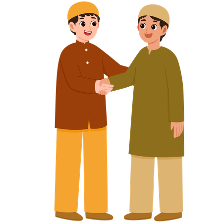 Muslim man Celebrate Eid Al-Fitr Mubarak  Illustration
