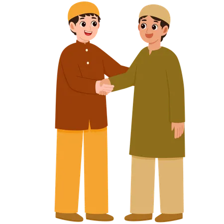 Muslim man Celebrate Eid Al-Fitr Mubarak  Illustration