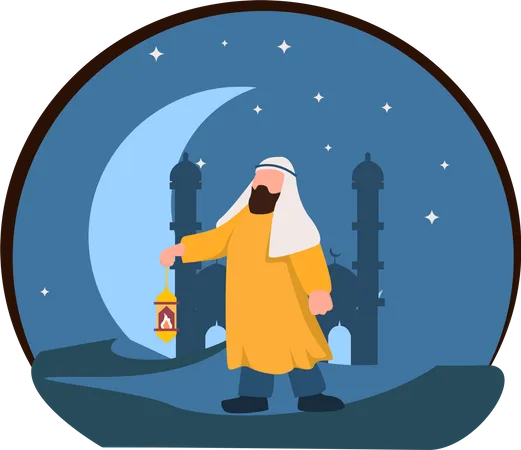 Muslim man celebrating ramadan  Illustration