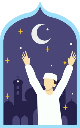 Muslim Man Celebrating Ramadan Illustration
