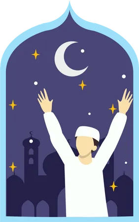 Muslim Man Celebrating Ramadan  Illustration