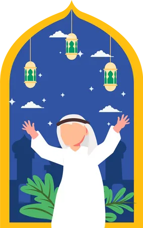 Muslim man celebrating ramadan  Illustration