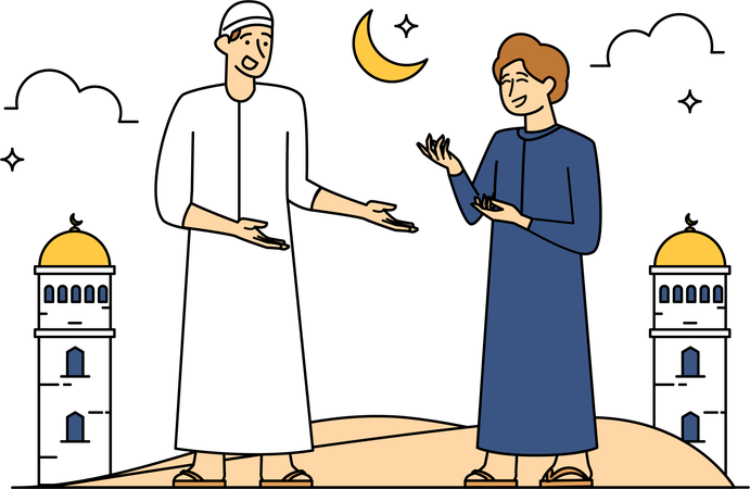 Muslim man chatting with each other  Illustration