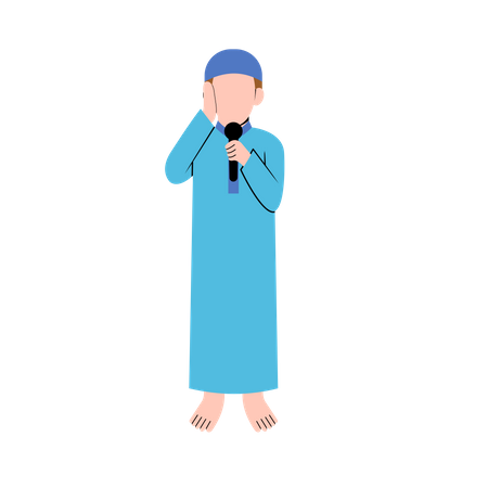 Muslim Man Doing Azan  Illustration