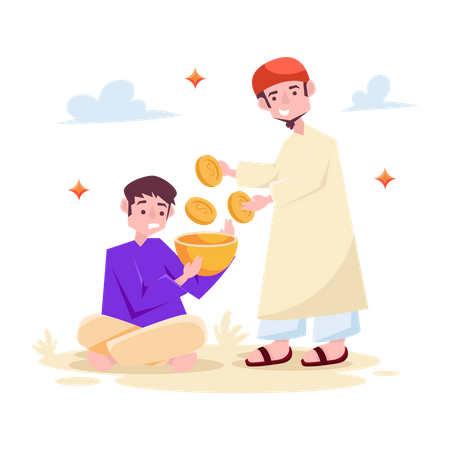 Muslim man doing Charity  Illustration