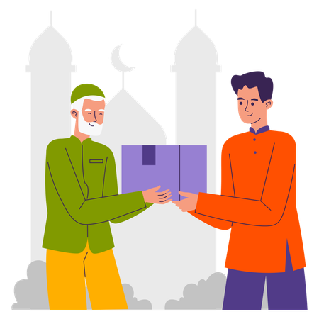 Muslim man doing Charity  Illustration