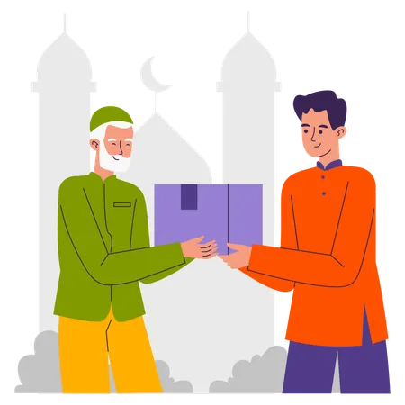 Muslim man doing Charity  Illustration