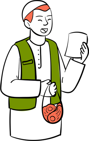Muslim man doing eid al-adha committee with vests  Illustration