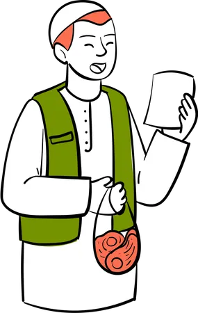 Muslim man doing eid al-adha committee with vests  Illustration