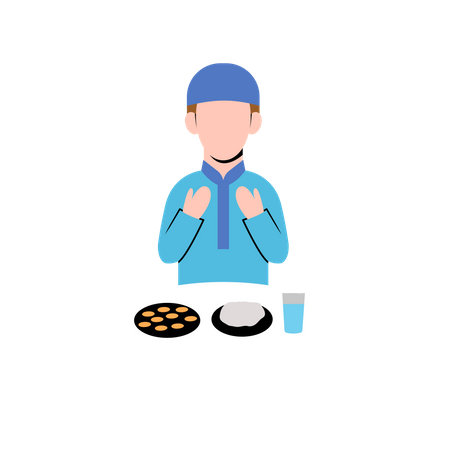 Muslim Man Doing Iftar prayer  Illustration