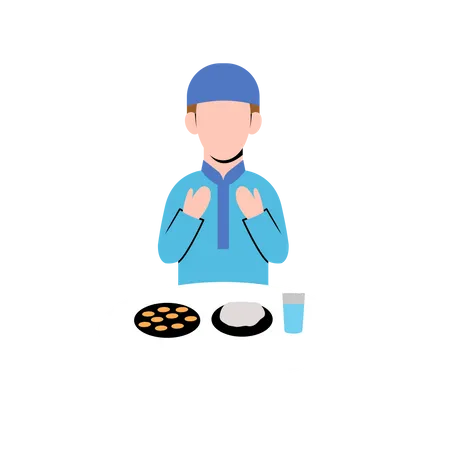 Muslim Man Doing Iftar prayer  Illustration