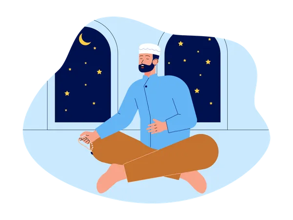 Muslim man doing Islamic prayer  Illustration