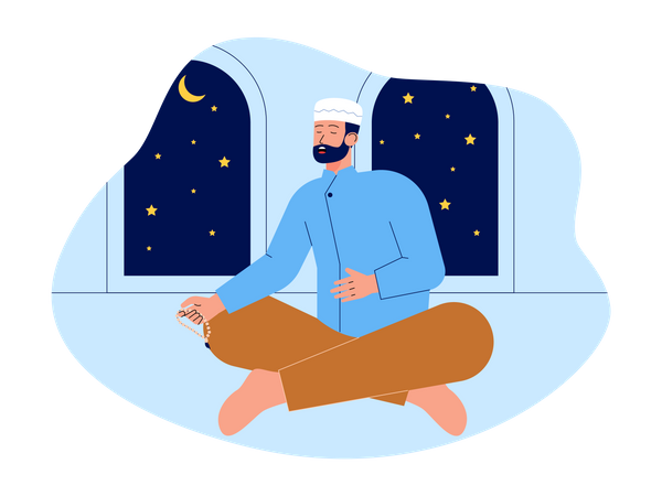 Muslim man doing Islamic prayer  Illustration