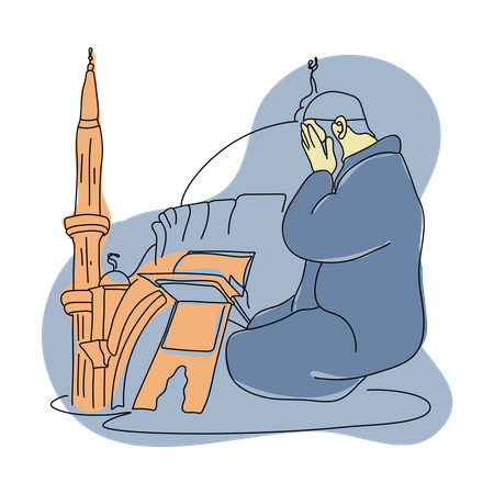 Muslim man doing Islamic prayer  Illustration