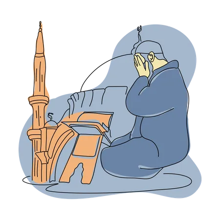 Muslim man doing Islamic prayer  Illustration