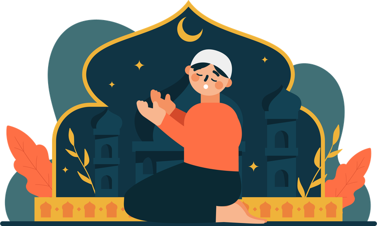 Muslim man doing islamic praying  일러스트레이션
