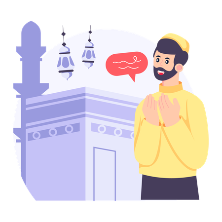 Muslim Man doing muslim Praying  Illustration