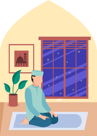 Muslim man doing namaz  Illustration