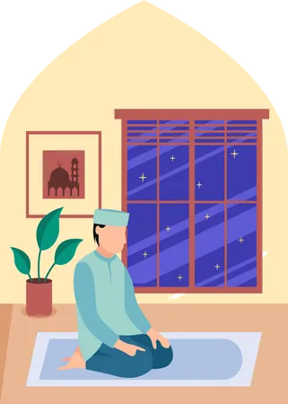 Muslim man doing namaz  Illustration