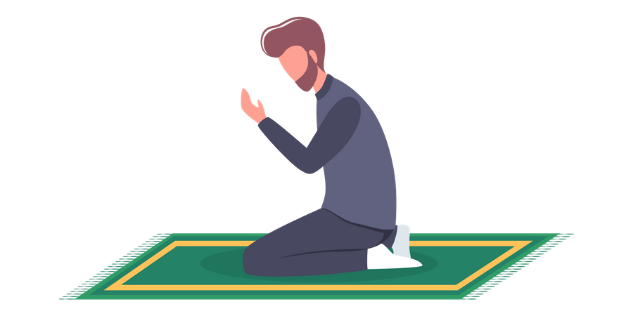 Muslim man doing namaz prayer Illustration