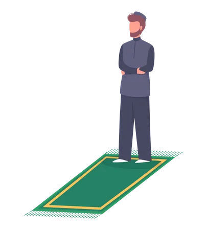 Muslim man doing namaz prayer  Illustration