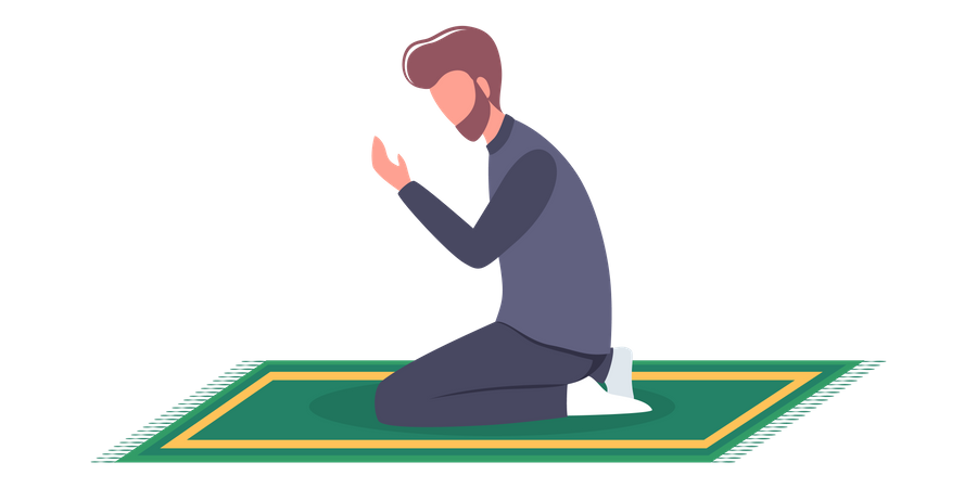 Muslim man doing namaz prayer  Illustration