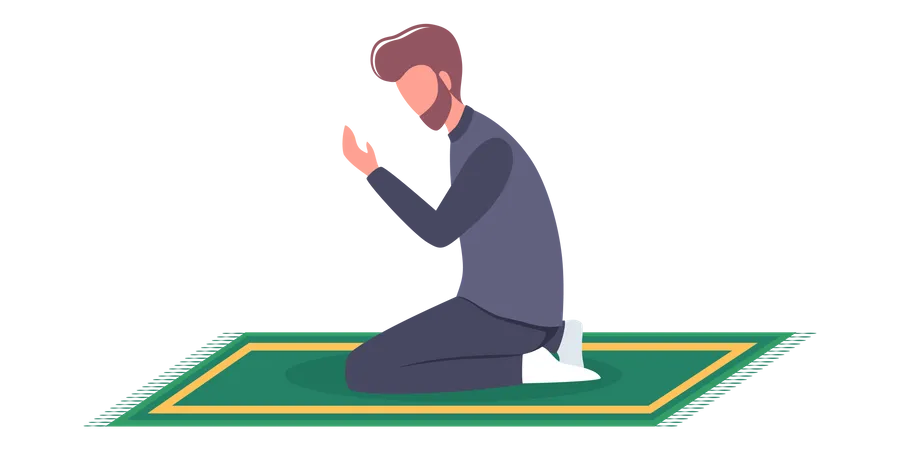 Muslim man doing namaz prayer  Illustration