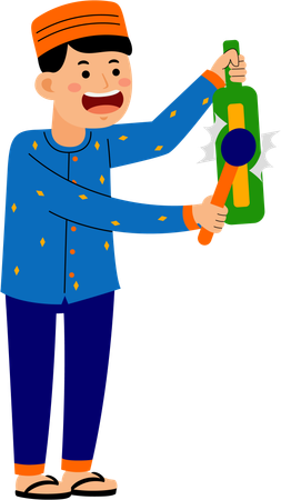 Muslim man doing ramadan ritual  Illustration