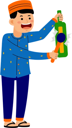 Muslim man doing ramadan ritual  Illustration