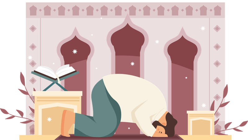 Muslim man Doing Worship  Illustration