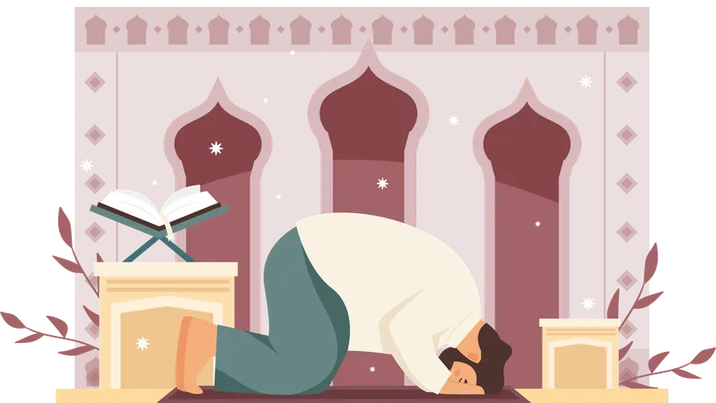 Muslim man Doing Worship  Illustration