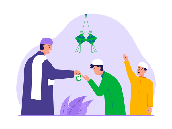 Muslim man donates cash in ramadan festival  Illustration