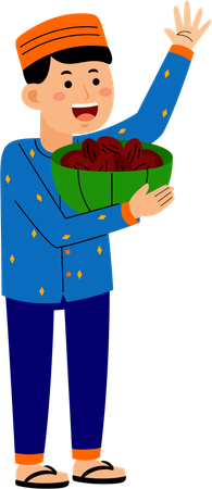 Muslim man donating food  Illustration