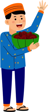 Muslim man donating food  Illustration