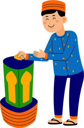 Muslim man donating money  Illustration